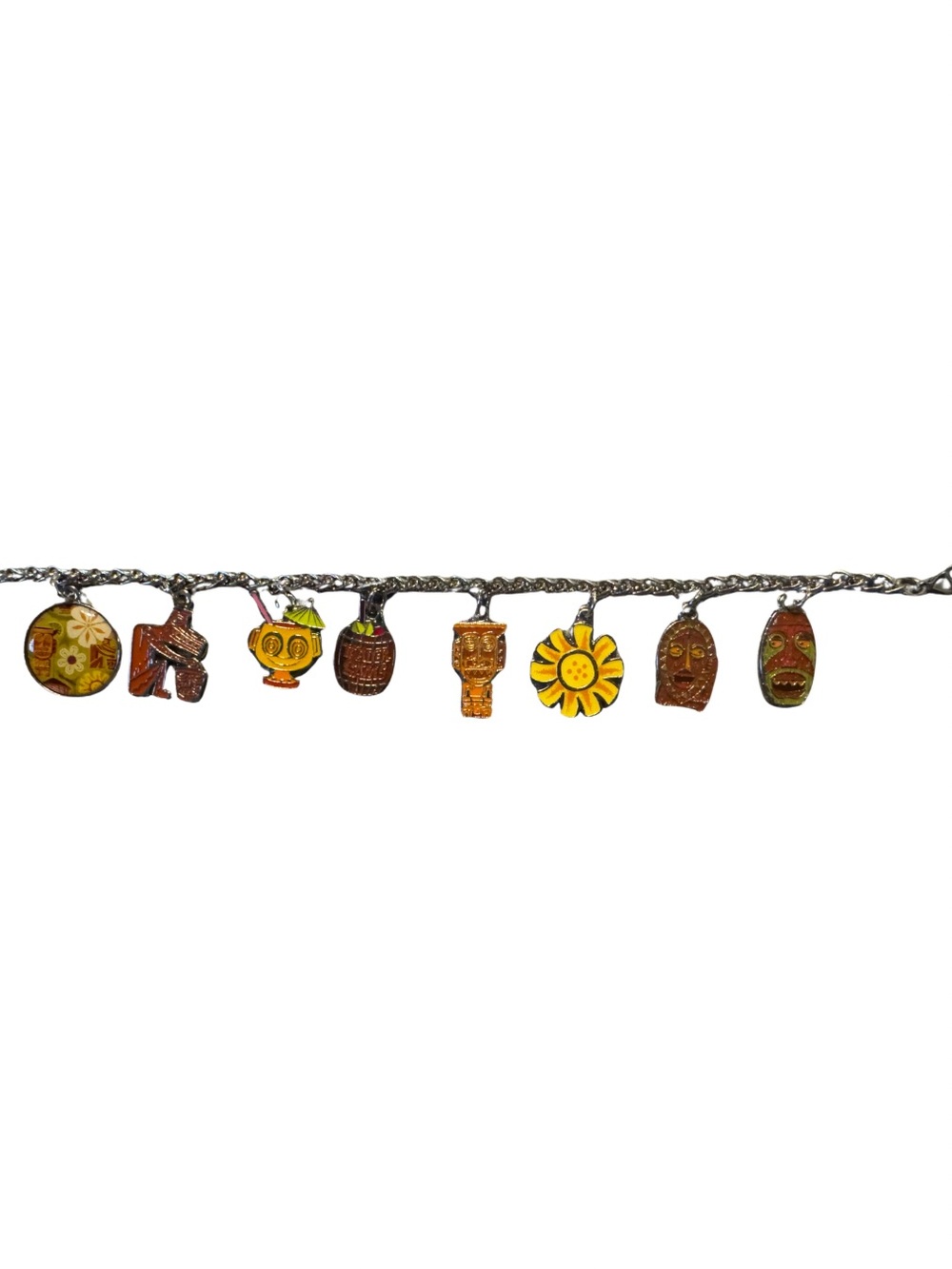 Disney Parks SHAG Trader Sam's Grog Grotto Tiki Bar Enamel Charm Bracelet 7.5"